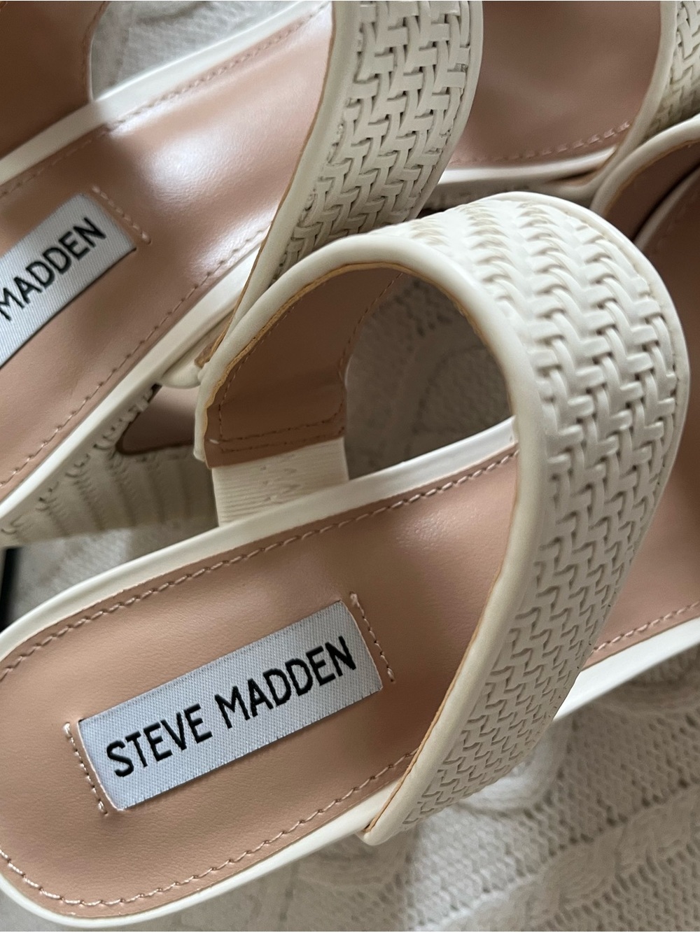 Steve Madden “Stance” Cream Woven Slip On Platform Sandal Various Sizes - Picture 10 of 14